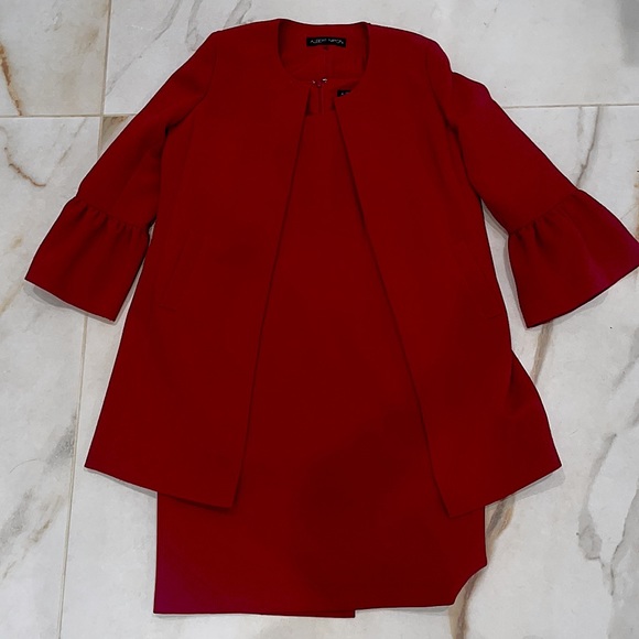 Albert Nipon Size 8 Red Dress Suit - Picture 2 of 13